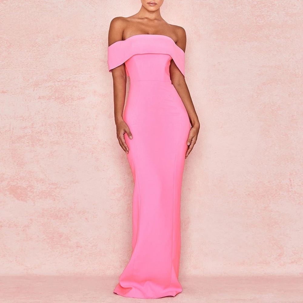 House of cb Shelby xxs pink off shoulder maxi dress